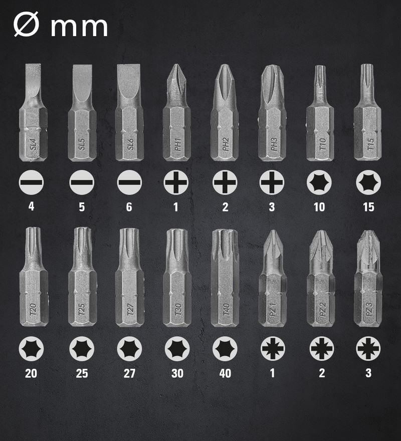 1/4" chrome vanadium steel bits