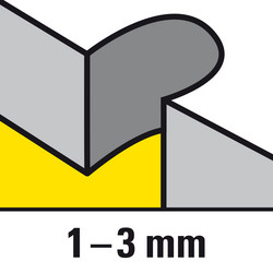 2 saw blades for curved cuts in thin sheet metal with a thickness of 1 to 3 mm