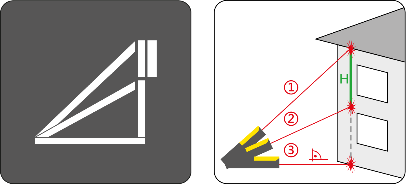 3-point Pythagoras function for indirect height measurements