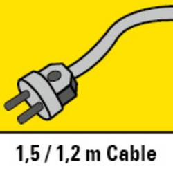 Cables with a length of 1.5 m and 1.2 m provide for a large operating range