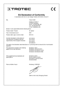 Declaration of conformity for air washer AW 10 S (INT)