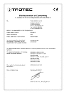 Declaration of conformity  for radiant heater IRS 800 E (INT)
