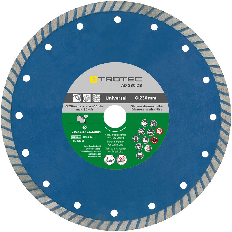 Diamond cutting disc AD 230 DB with turbo cutting edge