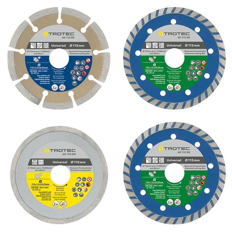 Diamond cutting disc set of Trotec brand quality
