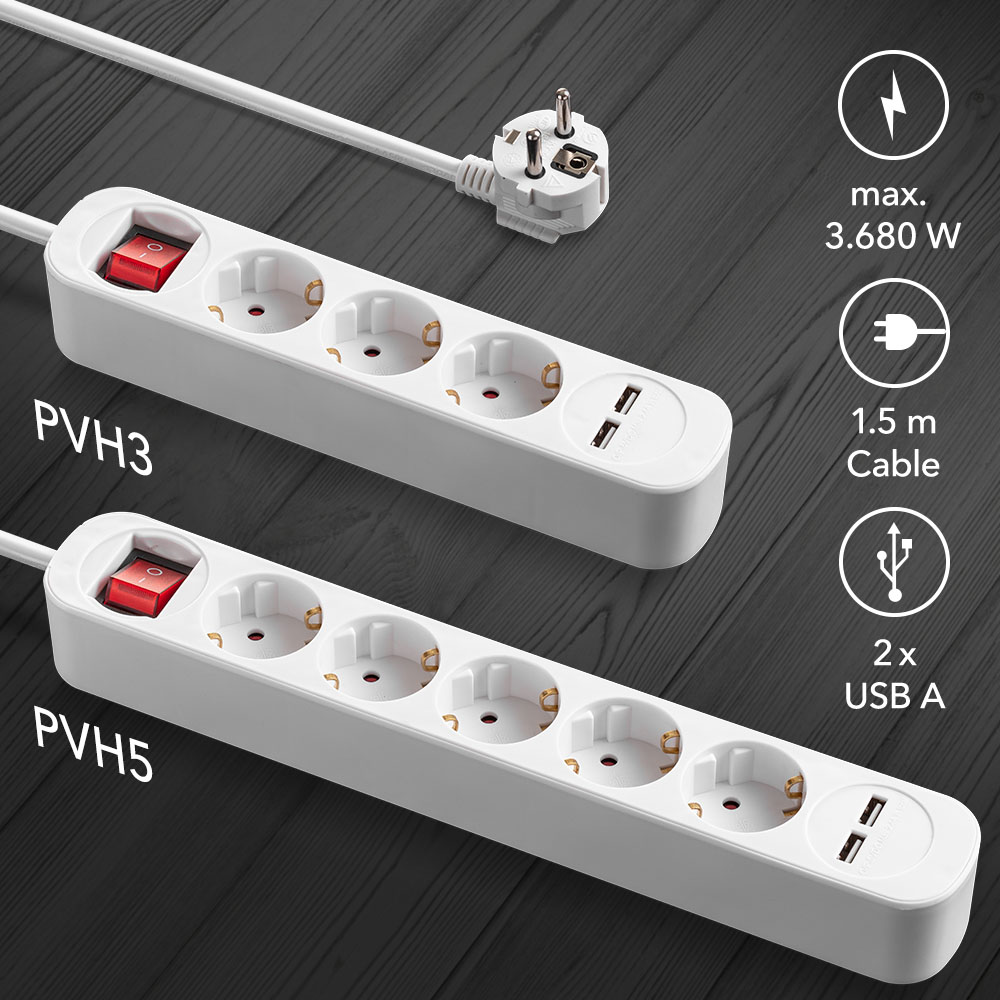 Multiple socket outlets of the PVH series