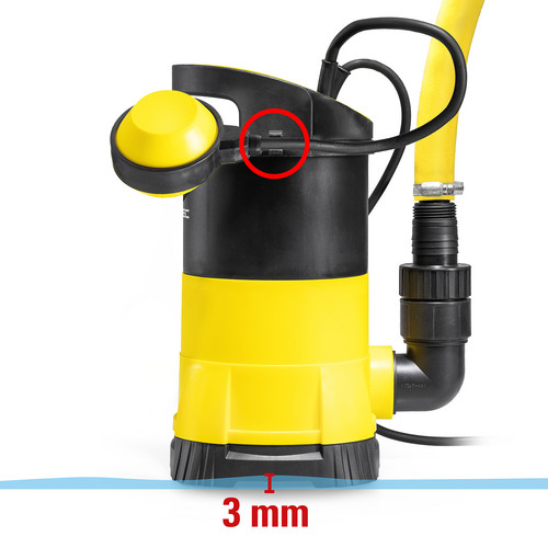 Near-ground suction during continuous operation to a residual water level of 3 mm