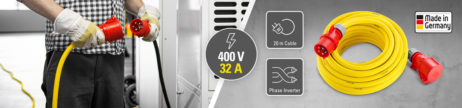 Professional extension cable 400 V (32 A) – Made in Germany