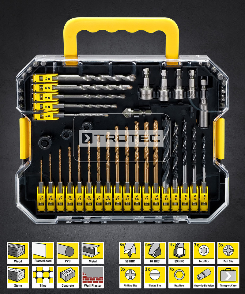 Solid basic equipment for all drilling and screwing tasks in metal, stone and wood