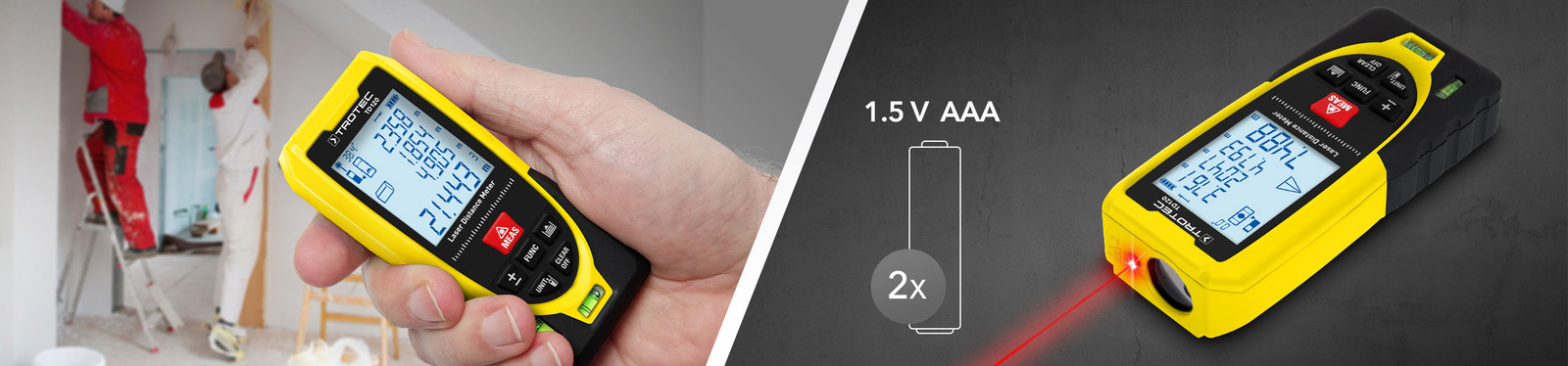 TD120 – professional laser distance meter for precise distance measurements up to a range of 120 metres