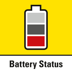 Three-stage battery status indicator integrated in the battery